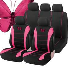 9 Pcs Car Seat Covers, Universal Seat Cushions Compatible With Airbags Accessories. Easy To Remove And Disassemble Easy To Clean. Comfortable And Breathable, Protect The Seat Easy To Become Beautiful. Universal Fit For Most Cars, Trucks, SUVs Or . - 玫紅色 - 查看 1