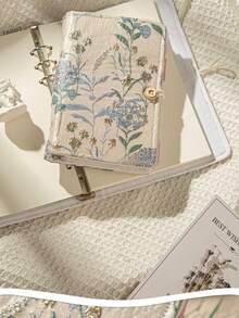 1pc Gold Floral Embroidery Loose-Leaf Handbook, Cute Original Handmade Detachable Blank Page Diary Student Girl Notebook, School Supplies, Back To School - Flower - View 5