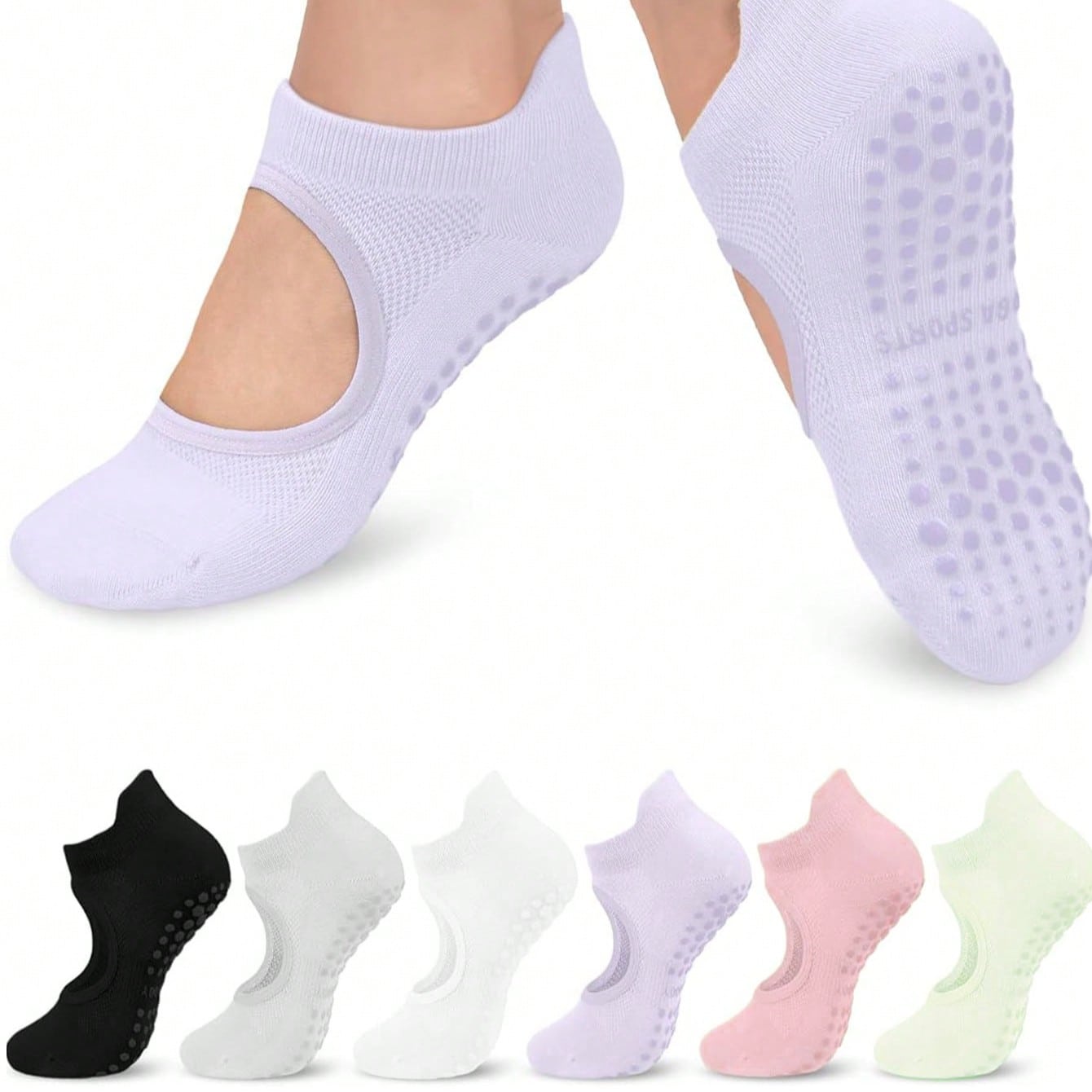 Pares de calcetines sin talĂłn transpirables de malla para mujer, ideales para yoga y pilates, calcetines deportivos de tobillo