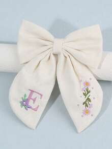 1件女孩26字母刺繡髮夾，甜美花卉字母設計髮夾，女孩生日春季髮飾，精緻女孩髮夾附優雅刺繡（白色/海軍藍），返校季 - 彩色 - 查看 3