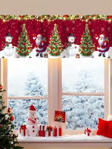 1 pièce/2 pièces Rideau de Noël avec volant Père Noël 45*140cm/150*60cm en polyester avec motif bonhomme de neige et passant pour tringle. Décorations de Noël 2025 pour la maison, chambre, salon, cuisine, salle de bain, buanderie. Cadeau de Noël et Bonne Année 2026 - le père Noël - Voir 12