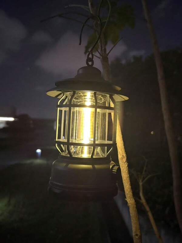 Lampada da campeggio, illuminazione per tenda di lunga durata, lampada a sospensione portatile ricaricabile e retrò