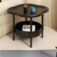 Simple & Modern Plastic Side Table - Stable & Durable Four-Leaf Clover Design Nightstand For Living Room, Study And Bedroom - White - View 3