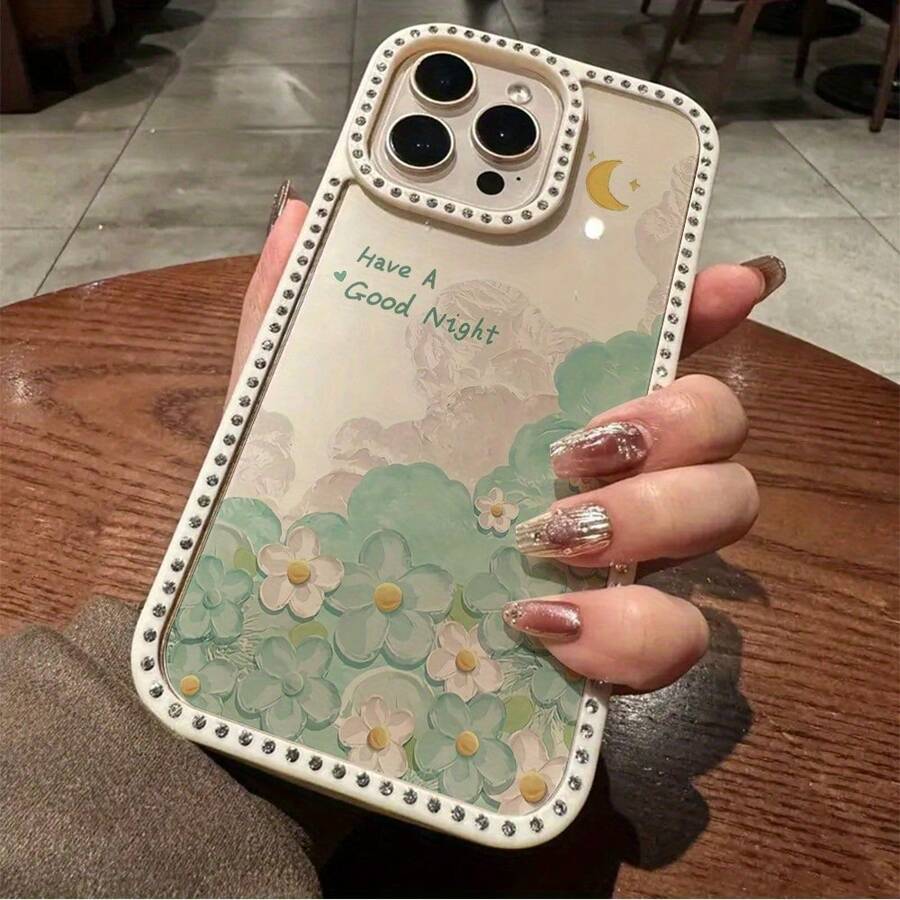 Funda para teléfono 1PC Teléfono Bling de doble cara, parte trasera dura suave a prueba de golpes, multicapa, TPU+PC, compatible 16/15/14/13/12/11 Pro/Plus - Blanco - Ver 1