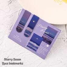 Mini Magnetic Bookmarks 2pcs/Set, Forest, Cloud And Sunset Landscape Printing, School Office Page Clips Marker Holder, Book Readers Supplies Back To School Unique Reading Gift - Multicolor - View 24