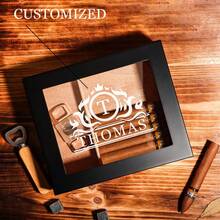 Humidor de puros personalizado, caja de puros personalizada, regalo para él, regalo para padrinos de boda, regalo para novio, regalo para esposo, regalo para el Día del Padre - rojo - Ver 9