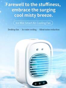 1 Adjustable Portable Air Conditioner Cooling Fan, Rechargeable, Multi-Speed Settings, 2 Modes (Air Conditioning & Misting), 2000mAh Battery, Suitable For Home, Car, Office, Outdoor, White Quiet Design, No Installation Required