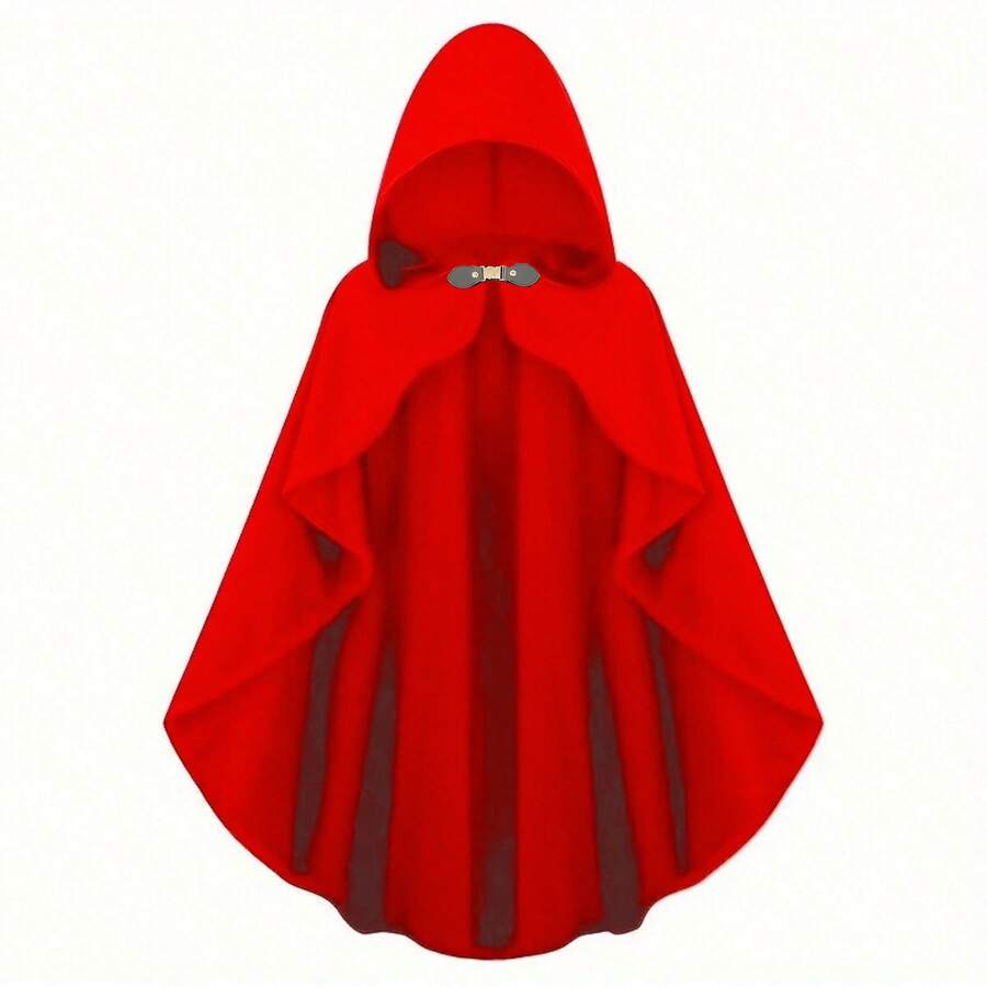 1 chiếc áo choàng trùm đầu phong cách Gothic cổ điển, thích hợp cho trang phục dự tiệc Halloween, trang phục Giáng sinh - Đỏ - Xem 1