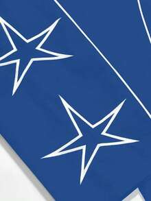 男士宽松直筒休闲裤，星星字母印花，百搭学院风，适合所有季节 - 寶藍色 - 查看 6