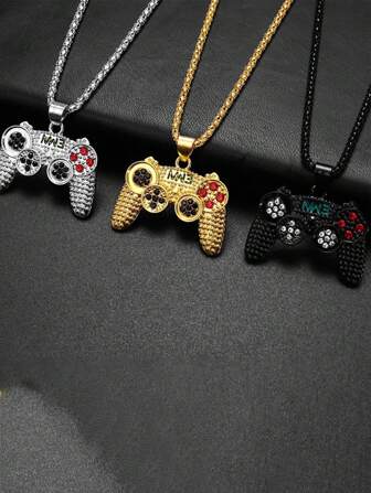 New Game Controller Necklace For Boys, Nostalgic Gamer Necklace, Gamer Gift, Sweater Chain, New Chinese Style Porcelain Bead Stainless Steel Pendant Necklace, Suitable For Daily Wear And Holidays