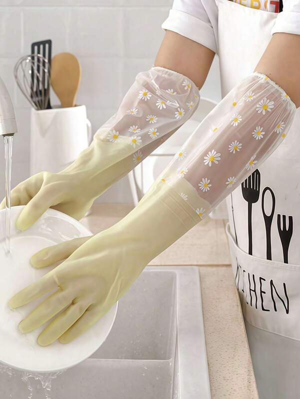 1pair Thermal Dishwashing Gloves, Thick , Waterproof Non-Slip, Protective,Kitchen, Bathroom, Home,Household Suppliers, Washing Dishes, Washing Clothes, Kitchen Use