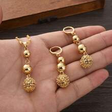 1 套金色镂空珠宝套装，优雅耳环和项链 2 件简约套装，非洲阿拉伯欧洲珠宝礼物，适合节日、婚礼、订婚 - 金黃色 - 查看 2