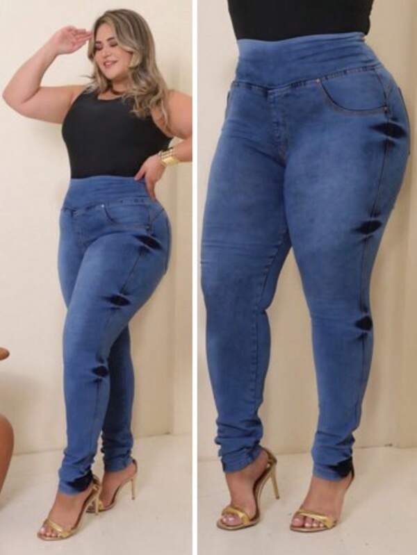 Calça Jeans Cargo Plus Size Com Muito Elastano Valoriza Bumbum