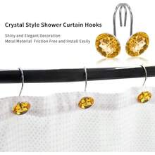 MitoVilla Purple Shower Curtain Hooks Rings, Metal Shower Hooks Shower Curtain Liner, Purple Rust Proof Shower Rings Curtain Accessories And Bathroom Shower Rod, 12 Pack Bathroom Set - Gold - View 4