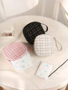 1pc Travel Sanitary Pad Storage Bag, Household Sanitary Pad Storage Bag, Back To School Student Sanitary Pad Storage Bag, Large Capacity Sanitary Pad Student Storage Pouch, Mini Sanitary Pad Storage Bag, Sanitary Pad Storage Box Organizer, Women's Menstrual Products, Sanitary Pad Storage Bag, Portable Sanitary Napkins And Cosmetics Lipstick Bag, School Supplies, Student Supplies, Office Supplies, Home Supplies, Travel Supplies, Travel Camping Outdoor Hiking Menstrual Products - Multicolor - View 3