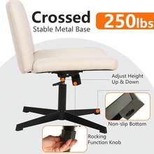 FDW Criss Cross Chair Armless Cross Legged Office Desk Chair Adjustable Swivel Ergonomic Desk Chair No Wheels U Shaped Backrest With Wide Seat Native Sponge Computer Task Vanity Chair For Home Office - 1 - 查看 6