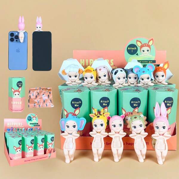 1 Set/12 Random Style Cute PVC Party Sonny Angels Blind Boxes, Angel Dolls Sleeping With Prone Animals, Mobile Phone Case Stickers Decorations Car Interior, Table Decoration, Models, Action Collection Toys, Collectibles, Backpack Decoration, Christmas, Holiday Party Entertainment, Birthday Party Gifts