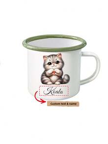 1pc Personalized Name White Mug, Handmade Ceramic Mug, Unique Gift For Special Occasions, Personalized Photo Coffee Mug, Personalized Anniversary Photo Mug,Chic Design - White - View 34