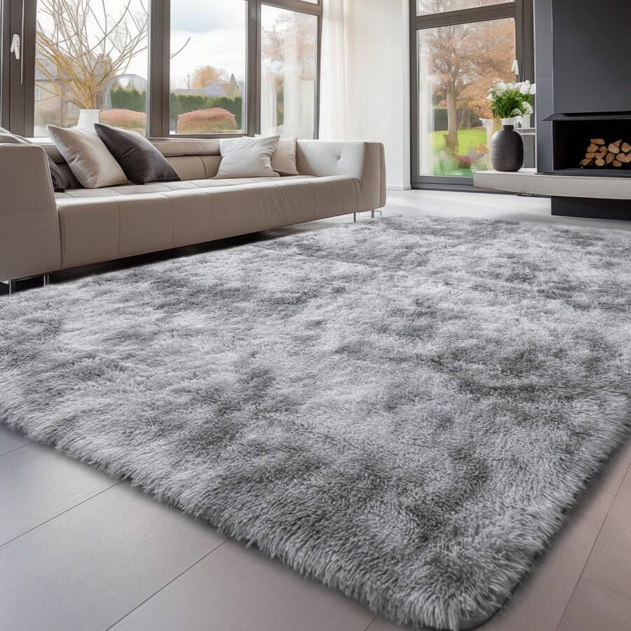 Sour Lemon Deep Pile Carpet Gray Carpet Living Room 120x160 Washable Anti-Slip Extra Large Carpets Bedroom Fluffy Modern Carpets Mat Carpets For Bedroom Room - 淺灰色 - 查看 1