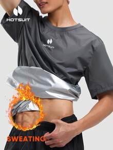 HOTSUIT 男士升級版桑拿短袖上衣，適合跑步與運動 - 灰色 - 查看 9