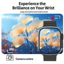 Microwear 2.01" Full Touch Screen Unisex Smart Watch - Outdoor Sports Fitness Watch, Supports Wireless Calling And Message Alerts, Multiple Sports Modes, Remote Camera/Music Control, Activity Tracker, Compatible With Android And IOS, 350mAh Battery, IPS Display, Alloy Case, Black