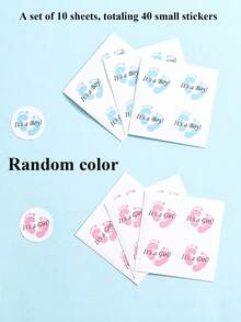 40 Piezas de pegatinas para revelar el sexo del bebé - 'Es un Niño' o 'Niña' Etiquetas para Baby Shower, decoración con huellas y besos para fiestas de bienvenida, toppers de cupcakes, detalles (Rosa/Azul) - Multicolor - Ver 12