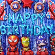 Marvel Luxury Marvel Birthday Theme Decoration Balloons Set, Foil Fringe Curtains Birthday Balloon Rain Silk Background Wall,Party Backdrop Scene Decor For Men/Women