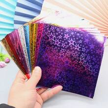 88件/60件创意新产品：闪亮反光激光全息、学生手工折纸和剪纸、方形折纸鹤、彩色纸材料、用于学校用品、返校