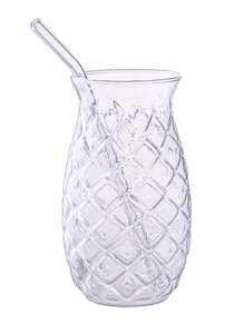 1 Pieza, Vaso de Cóctel de Piña, Vaso de Cristal, Vaso de Cristal Transparente Tallado de Forma Creativa, Vaso de Cóctel de Bar, Vaso de Bebida de Vidrio con Pajita, Taza de Café, Jugo y Leche Reutilizable de Alta Calidad - Perfecto para el Hogar, Oficina, Playa, Diversas Reuniones, Bares y Barcos, Copa de Champán, Vaso para Máquina de Helados, Día del Maestro, Halloween, Vuelta al Colegio, Regalos de Campamento de Verano, Artículos Esenciales para el Inicio del Curso Escolar