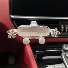 Crystal Flower Transparent Flower Car Phone Holder, Adjustable Car Navigation Phone Holder Hook Mount, Universal Fit - White - View 3