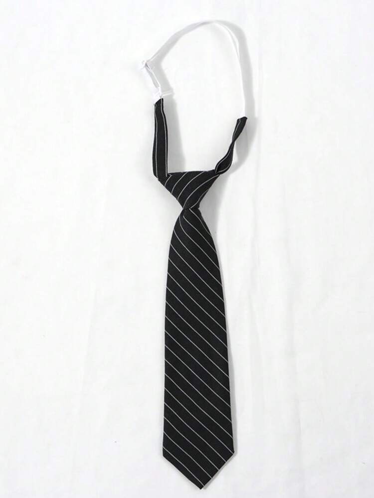 1pc Back To School Unisex College Style Simple Stripe Fashion Short Necktie, No Need To Tie Men Necktie - Multicolor - View 2