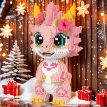 1pc Cute Dragon Building Blocks Set, DIY 3D Assembly Pressure Relief Educational Toy Model Decor, Perfect Gift For Dragon Series Fans, Room Decor