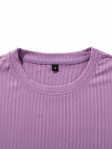 Men's Lightweight Breathable T-Shirt, Polyester Slim Fit Short Sleeve Casual Sports Top, Summer - Purple - View 4