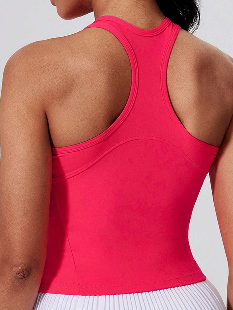 Women's Fashion Tank Top,  Athletic Gym Workout Vest Top, Sporty Sleeveless Running Shirt - 紅色 - 查看 1