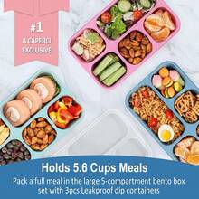 Bento Box Adult Lunchable Container - Reusable 3-Pack Snack Box Containers With 5-Compartment & 3pc Dressing Cups, Storage For Meal Prep, School, Work (Dark & Clear Lids)  You Can Also Reheat Food In The Microwave For Up To 3 Minutes Using The Container.Just Add To The Top Shelf Of The Dishwasher.Hand Washing Is Recommended For The Lid