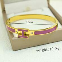 1 chiếc vòng tay hình chữ H mạ vàng 18K dành cho phụ nữ, vòng tay trang sức tinh tế, món quà tuyệt vời nhất cho ngày lễ - Chữ H - Xem 8