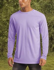 Men's Long Sleeve Shirts UPF 50+ UV Sun Protection Athletic Shirts For Hiking Running Workout Rash Guard-2025 - Light Purple - View 3