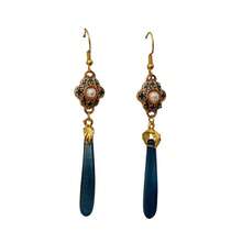 复古新中式风格吊坠耳环，长款垂坠设计，适合夏季派对假日日常佩戴 - 紋菀含珠 - 查看 5