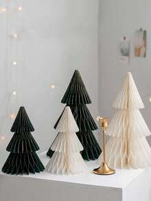 1pc Elegant Scandinavian Folded Paper Tree, Honeycomb Christmas Tree,Magnetic,Durable,Quick To Assemble Easy To Reuse, Reusable Tabletop Christmas Decor, Christmas Decorations Desk Decor Accessories -Minimalist Charm, Holiday Season Decor, - Multicolor - View 3