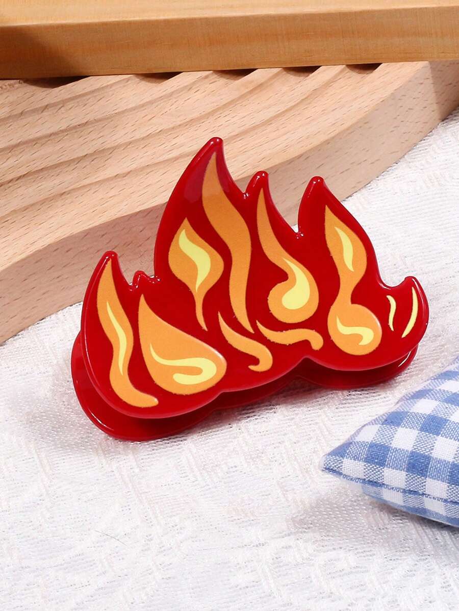 1 pieza Clip de cabello de material de acetato con forma de garra de llama, accesorio de cabello con diseño de chispa para mujeres, pinza de cabello con llama realista para moño medio, adecuado para uso diario, ocio, fiesta, viajes, lavado de cara/cabello, maquillaje, combinación de atuendos, accesorios escolares, universidad
