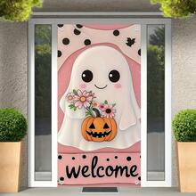 1pc Pink Halloween Door Decor, 70.87x35.43 Inch Cute Ghost Halloween Door Banner, Halloween Door Decoration, Halloween Background Decor Sign, Suitable For Home Door, Vintage Halloween Party Supplies - Multicolor - View 14