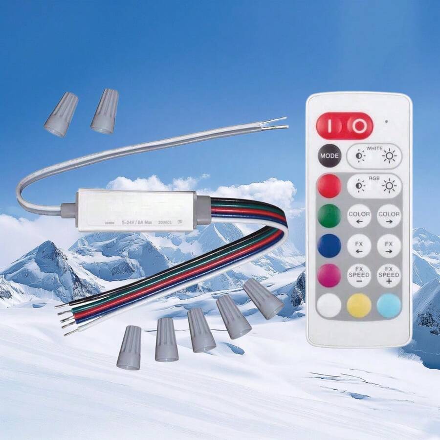 This Versatile Remote Adjusts RGB And White LED Lights, Offering Color-Changing, Brightness, And Mode Control. Compatible With RGB Strip Lights And White LED Fixtures, It Features Intuitive Buttons For Seamless Ambiance Customization-No-Frills Solution For Home Or Decor Lighting Setups. - White - View 1