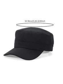 1 Pieza [Gorra militar para hombres] Gorra militar cómoda para hombres y mujeres, gorra plana casual, ajustable, de unicolor, estilo cadet y patrulla, sencilla y de moda, gorra de béisbol, accesorios del ejército, sombrero estilo pico de pato para actividades al aire libre - Multicolor - Ver 4
