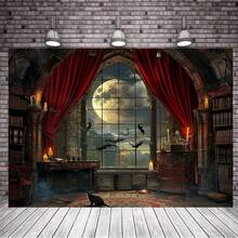 1 Piece Of Medieval Castle Ghost Witch Halloween Party Background Cloth, Photography Cloth, Indoor And Outdoor Decoration - Photography Studio Props - No Power Required - Multi-Purpose Large Wall Decoration - Multicolor - View 7