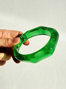 1pc Elegant Retro Wide Resin Bangle In Green, Autumn Winter Sweater Accessory - Multicolor - View 30
