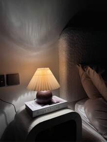 1 件现代深色木纹球形褶皱装饰台灯，带咖啡色灯罩，适用于卧室、餐厅、办公室、客厅、家居装饰灯 - 多款 - 查看 11