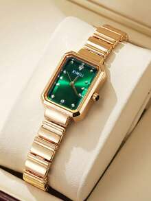 1pc Minimalist Elegant Mixed Bar Scale Square Dial Non-Waterproof Steel Band Quartz Watch, Suitable For Birthday Gift, Back To School Gift, Summer Vacation, Halloween Gift, Year-End Promotion, Singles Day - Gold - View 22