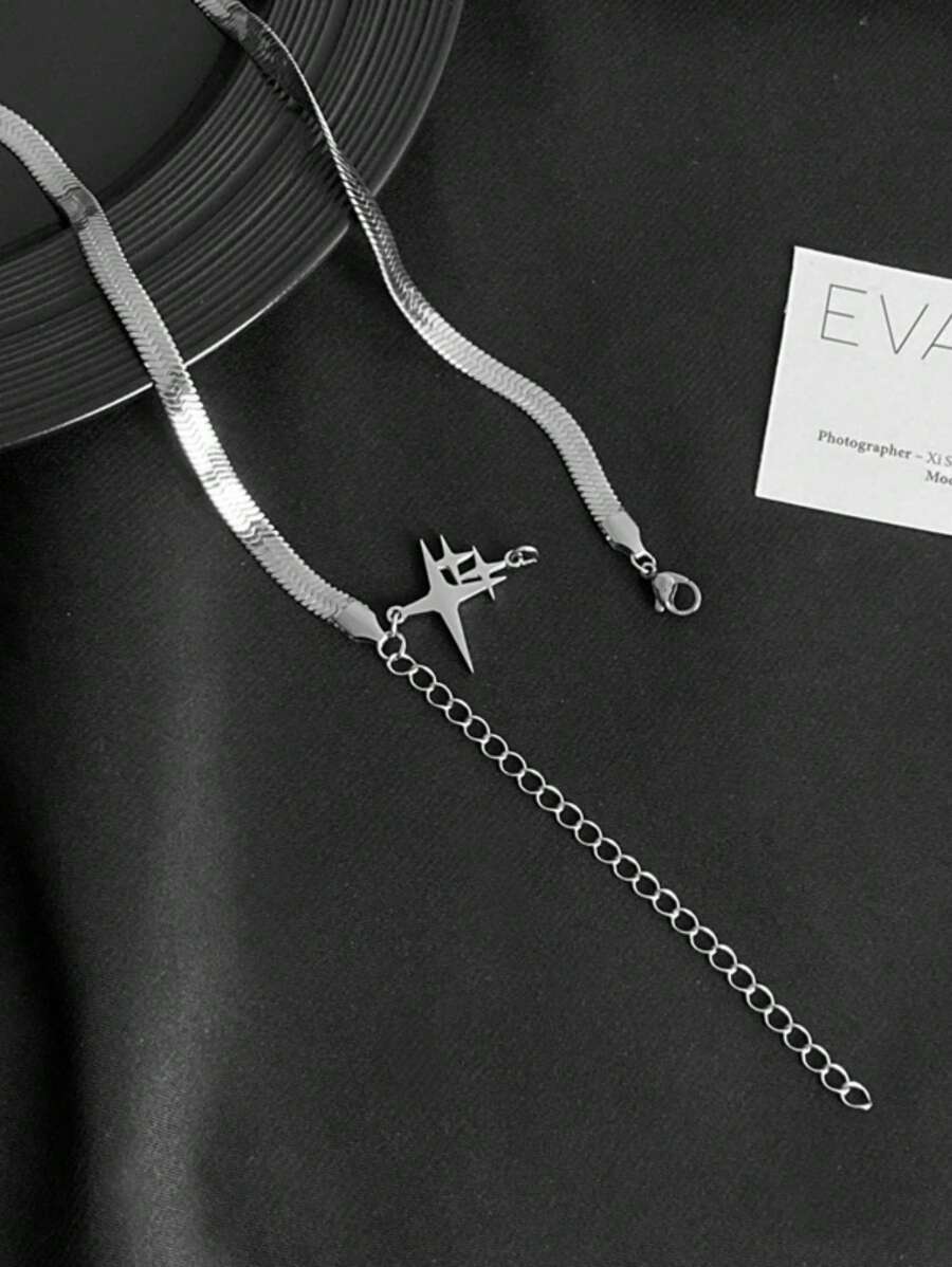 1pc Fashionable Titanium Star Pendant Necklace For Men
