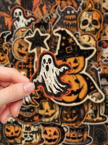 50pcs Retro Halloween Sticker Pack For Scrapbooking, Diary, Computer, Phone Case, Luggage, Guitar, Skateboard, Decor - Multicolor - View 5