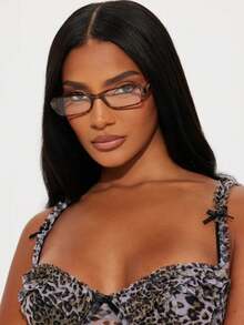 一副女士亚克力长方形时尚眼镜，适合日常阅读、工作通勤、海滩装扮，复古Y2K基础款商务休闲礼品 - 豹紋 - 查看 5